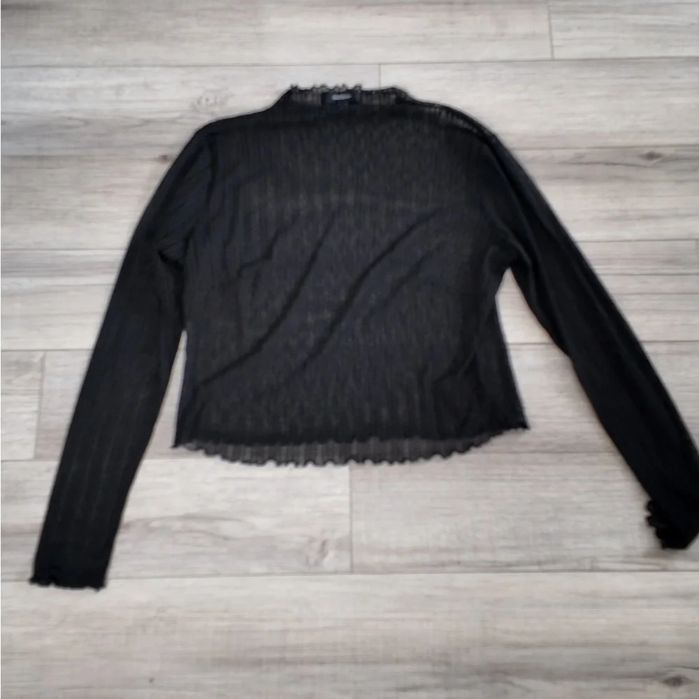Sheer Pleated Boat Neck Top – Plus Size 0X, Elegant Long Sleeve Blouse